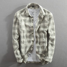 Load image into Gallery viewer, Vintage China Style Classic Plaid Cotton Long Sleeve Blue Shirt